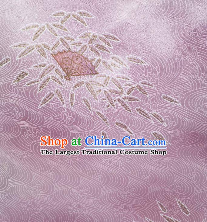 Asian Japan Brocade Tapestry Classical Kimono Silk Fabric Traditional Japanese Yukata Lilac Damask