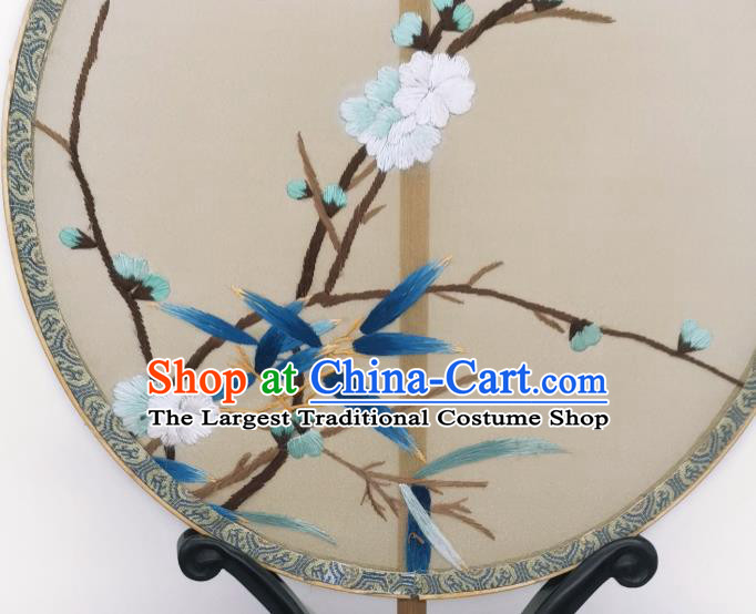 China Ancient Song Dynasty Princess Palace Fan Traditional Silk Fan Classical Embroidered Plum Blossom Circular Fans