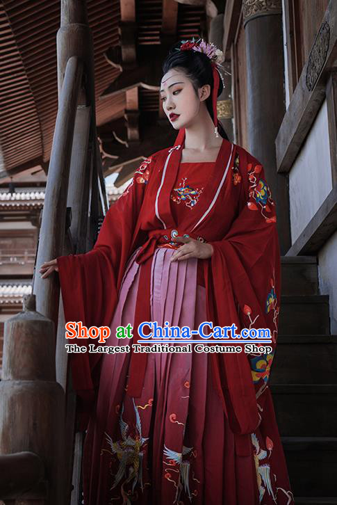 Chinese Traditional Costume, Female, Red Hanfu Dress, Women Tang