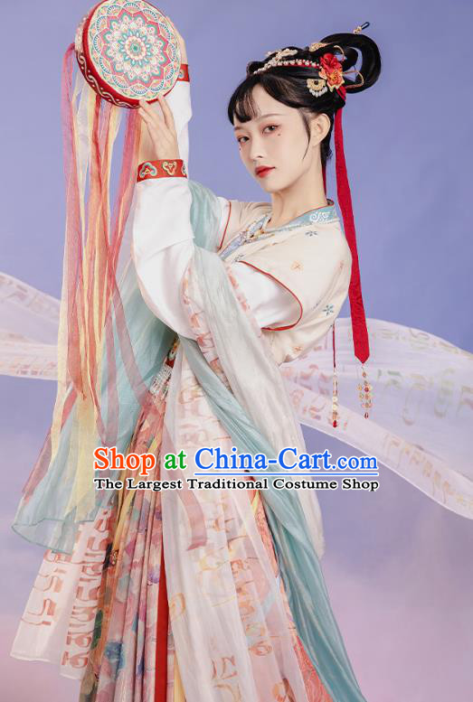 China Ancient Palace Princess Embroidered Costumes Traditional Tang Dynasty Court Lady Replica Clothing