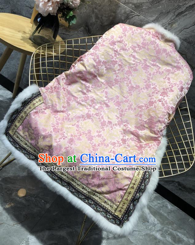 China Tang Suit Coat Traditional Embroidered Pink Silk Cotton Padded Jacket Woman Winter Outer Garment