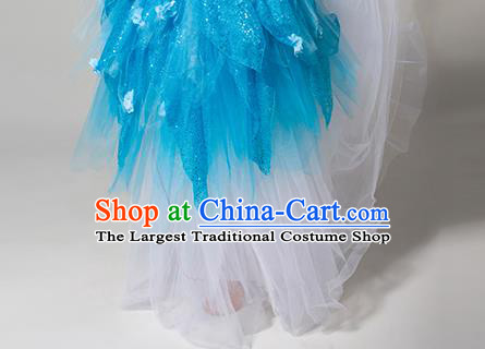 China Spring Festival Gala Flowers Fairy Dance Costume Opening Dance Blue Veil Dress Woman Dance Clothing