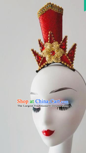 China Folk Dance Headwear Traditional Stage Performance Hair Accessories Handmade Drum Dance Headpiece