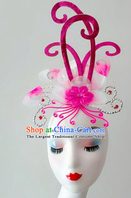 China Folk Dance Rosy Hair Clasp Handmade Stage Performance Headwear Traditional Yangko Dance Hair Accessories