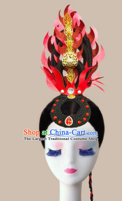 China Traditional Classical Dance Headwear Handmade Goddess Dance Wigs Chignon