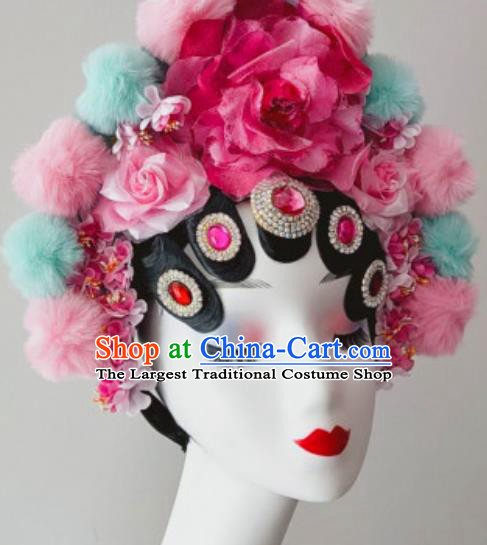 China Traditional Beijing Opera Hua Tan Headpiece Handmade Stage Performance Flowers Hair Crown