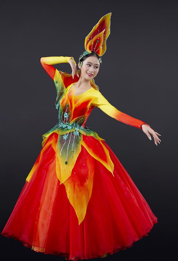China Spring Festival Gala Opening Dance Red Dress Lotus Dance Stage Performance Costume