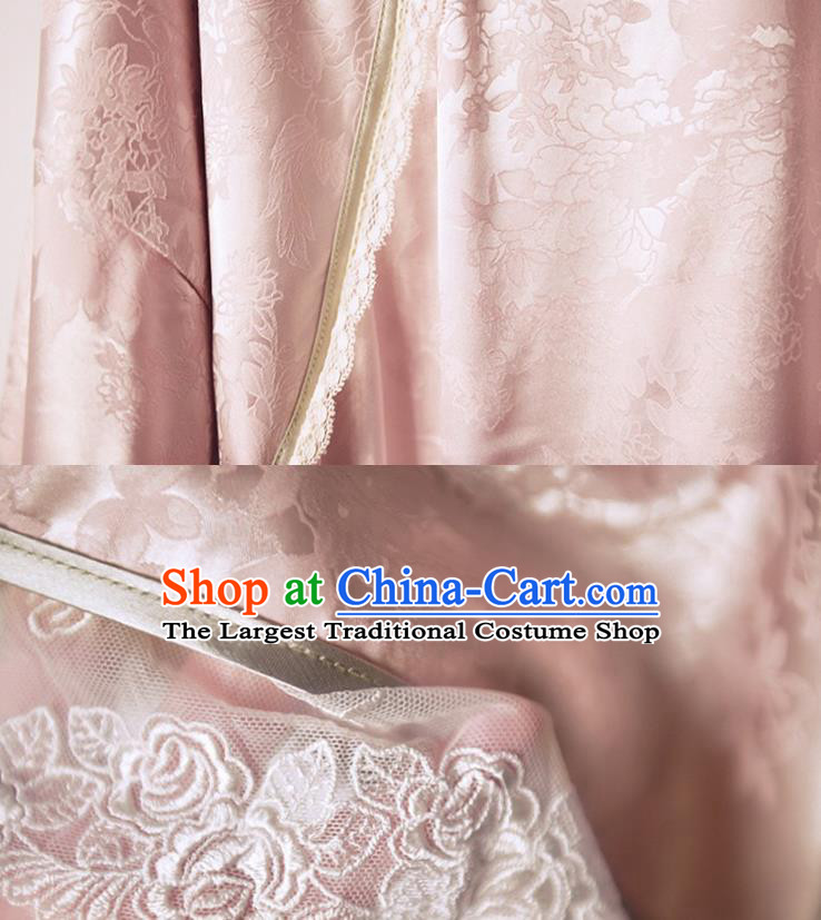 Chinese National Shanghai Beauty Qipao Dress Traditional Clothing Wide Sleeve Pink Cheongsam