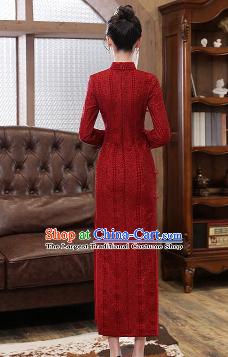 Chinese Classical Wedding Qipao Dress Traditional National Toast Costume Bride Purplish Red Cheongsam