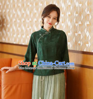 China Tang Suit Top Shirt National Women Clothing Classical Green Silk Blouse