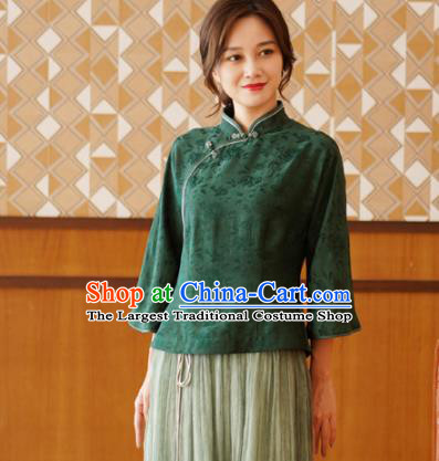 China Tang Suit Top Shirt National Women Clothing Classical Green Silk Blouse