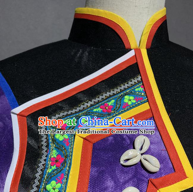 Chinese Lisu Nationality Minority Costumes Yun Ethnic Stage Performance Outfits and Headdress