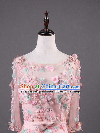 Top Grade Embroidered Pink Full Dress Annual Meeting Catwalks Compere Costume