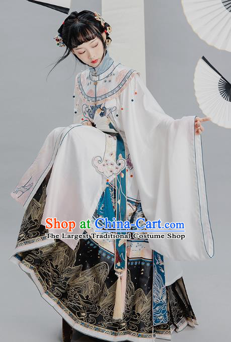 China Traditional Ming Dynasty Princess Hanfu Clothing Ancient Nobility Beauty Embroidered Costumes Full Set
