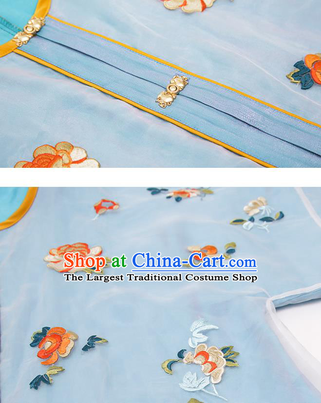 China Ancient Country Woman Embroidered Costumes Traditional Ming Dynasty Village Lady Hanfu Clothing