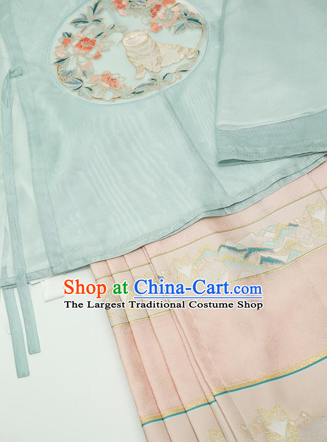 China Ancient Patrician Lady Hanfu Clothing Traditional Ming Dynasty Palace Beauty Embroidered Costumes Complete Set