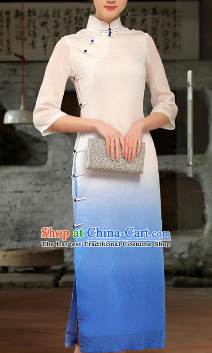 Chinese Traditional Stage Show Qipao Dress Woman Catwalks Clothing Classical Dance Cheongsam