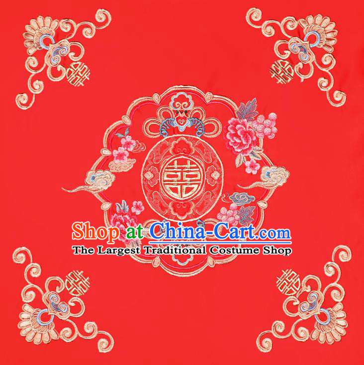 China Xiuhe Suit Embroidered Peony Headdress Traditional Wedding Headwear Bride Red Veil