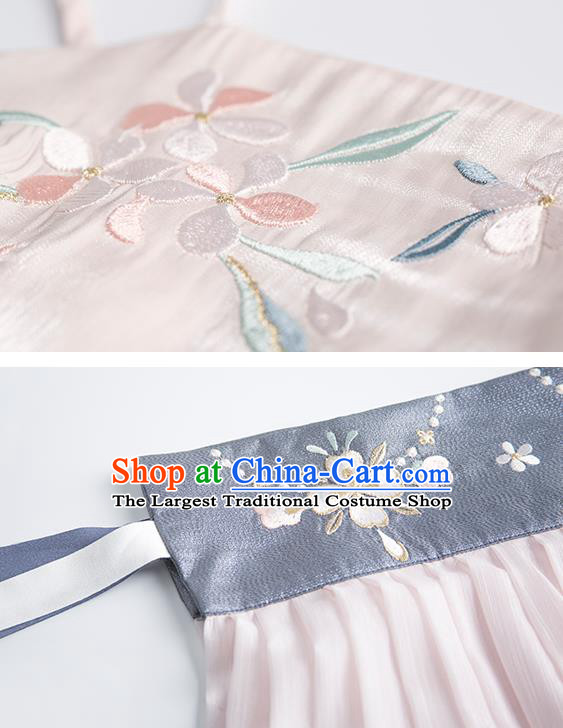 China Ancient Fairy Embroidered Blue Hanfu Dress Traditional Tang Dynasty Court Princess Historical Costumes Complete Set
