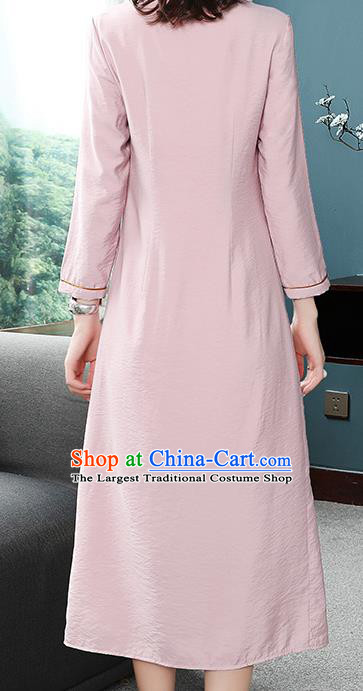 Chinese Traditional Woman Modern Qipao Dress Tang Suit Embroidered Pink Cheongsam Costume