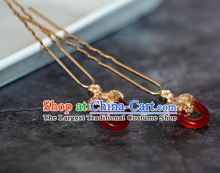 Chinese Traditional Song Dynasty Hanfu Agate Hairpin Ancient Princess Hair Stick Headwear