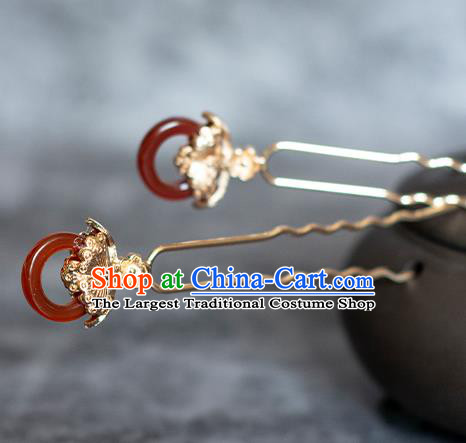 Chinese Traditional Song Dynasty Hanfu Agate Hairpin Ancient Princess Hair Stick Headwear
