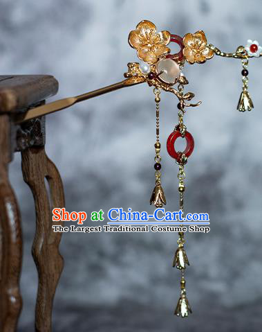 Chinese Traditional Song Dynasty Court Golden Hairpin Ancient Empress Tassel Hair Stick