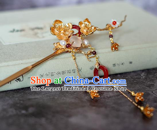 Chinese Traditional Song Dynasty Court Golden Hairpin Ancient Empress Tassel Hair Stick