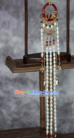 China Classical Cheongsam Pearls Tassel Pendant Traditional Ming Dynasty Agate Brooch Accessories