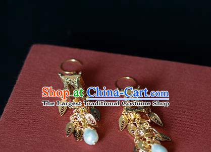 China Traditional Ming Dynasty Princess Ear Accessories Ancient Hanfu Golden Palace Lantern Earrings