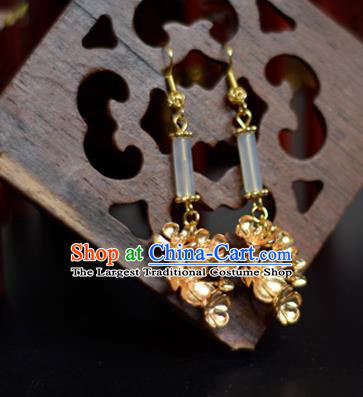 China Traditional Cheongsam Ear Accessories Ancient Princess Golden Flowers Earrings