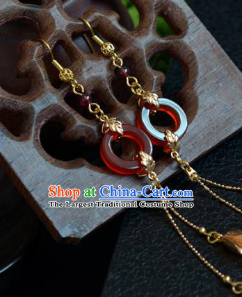 China Handmade Agate Earrings Jewelry Traditional Cheongsam Ear Accessories