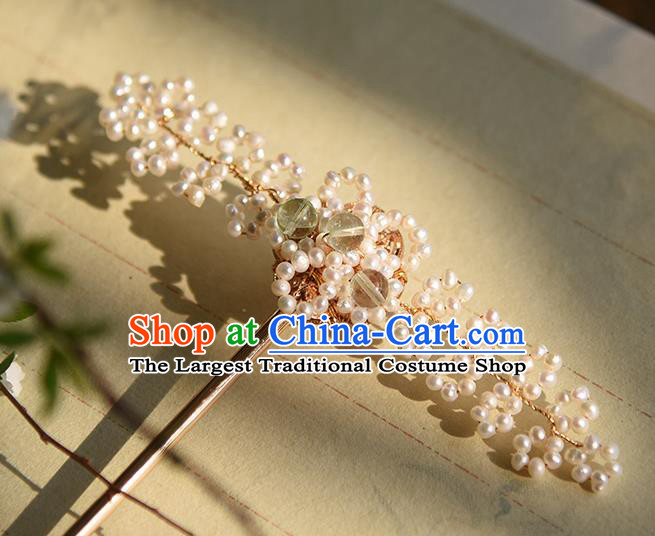 Chinese Traditional Qing Dynasty Hairpin Court Hair Accessories Ancient Imperial Concubine Pearls Hair Stick