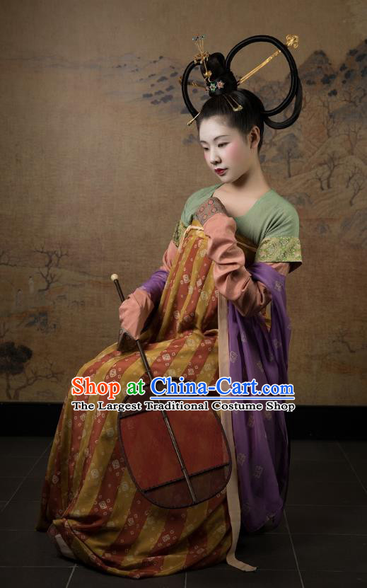 China Ancient Court Lady Hanfu Dress Costumes Traditional Early Tang Dynasty Historical Clothing