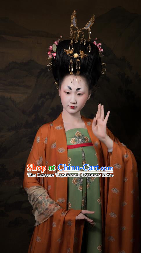 China Ancient Imperial Consort Green Hanfu Dress Costumes Traditional Tang Dynasty Court Woman Historical Clothing Full Set