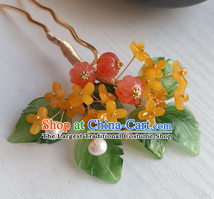 Chinese Ancient Princess Hairpin Hanfu Hair Accessories Traditional Ming Dynasty Osmanthus Hair Stick