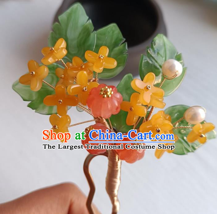 Chinese Ancient Princess Hairpin Hanfu Hair Accessories Traditional Ming Dynasty Osmanthus Hair Stick