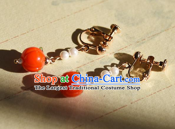 China Handmade Earrings Jewelry Traditional Cheongsam Red Persimmon Ear Accessories