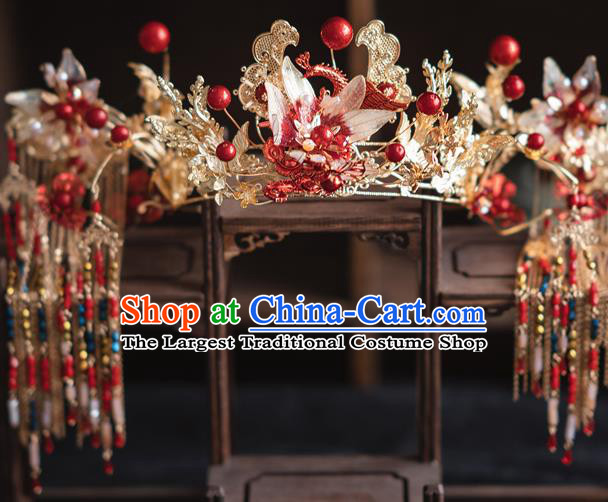 Chinese Bride Luxury Phoenix Coronet Traditional Wedding Hair Accessories Classical Xiuhe Suit Tassel Hair Crown