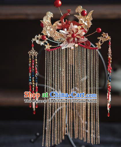 Chinese Bride Luxury Phoenix Coronet Traditional Wedding Hair Accessories Classical Xiuhe Suit Tassel Hair Crown