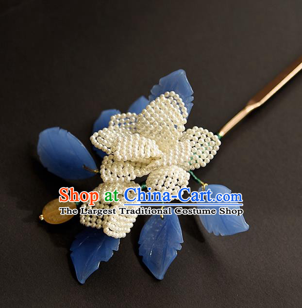 Chinese Traditional Song Dynasty Court Woman Hair Accessories Handmade Ancient Princess Pearls Hairpin