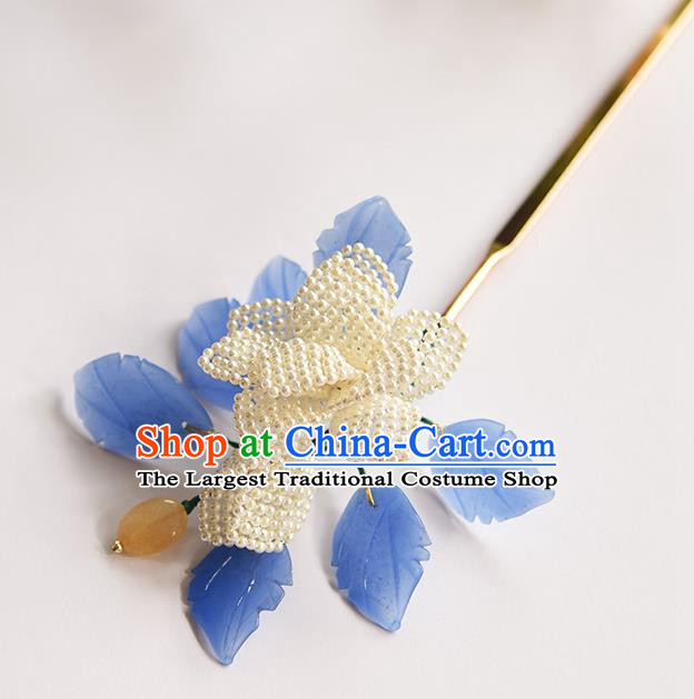 Chinese Traditional Song Dynasty Court Woman Hair Accessories Handmade Ancient Princess Pearls Hairpin