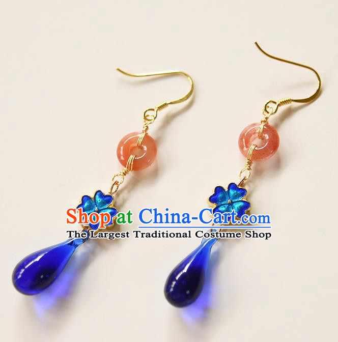 China Handmade Peace Buckle Earrings Jewelry Traditional Cheongsam Cloisonne Ear Accessories