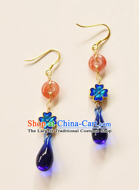 China Handmade Peace Buckle Earrings Jewelry Traditional Cheongsam Cloisonne Ear Accessories