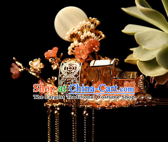 Chinese Traditional Wedding Shell Hair Stick Ancient Ming Dynasty Princess Tassel Hairpin