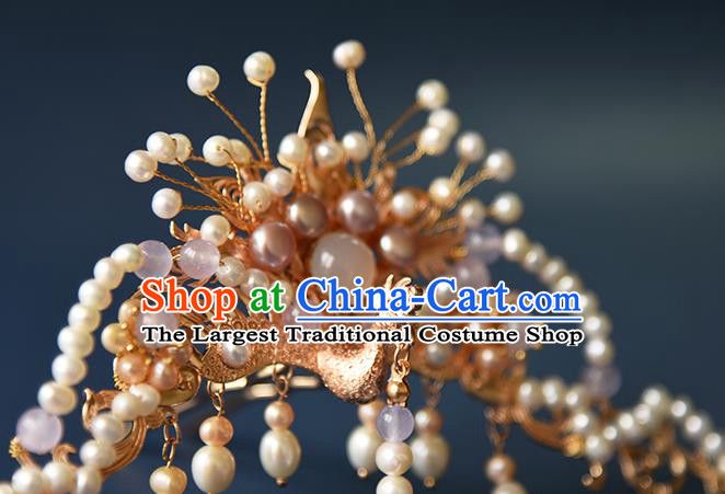 Chinese Traditional Tang Dynasty Empress Hair Accessories Ancient Queen Phoenix Hair Crown and Tassel Hairpins