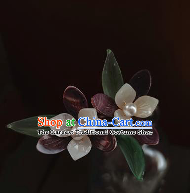 Chinese Traditional Song Dynasty Hair Stick Ancient Princess Shell Orchids Hairpin