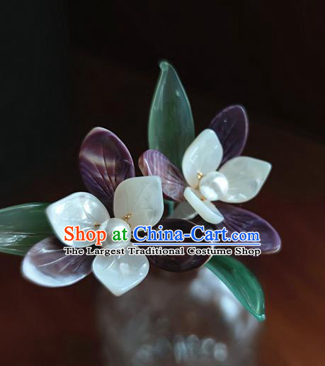 Chinese Traditional Song Dynasty Hair Stick Ancient Princess Shell Orchids Hairpin