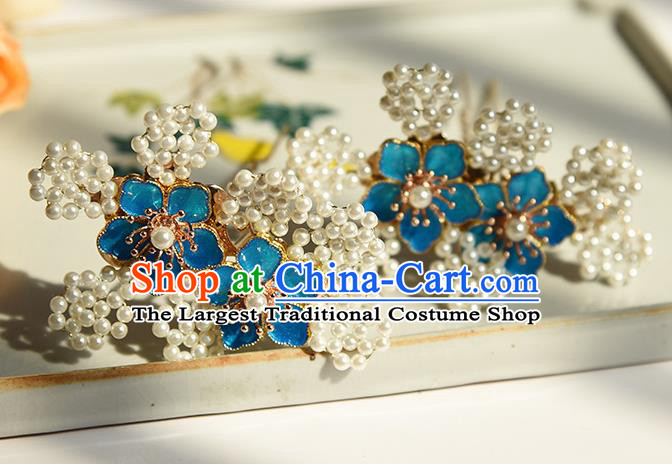 Chinese Ancient Palace Lady Hairpin Traditional Ming Dynasty Cloisonne Plum Hair Stick