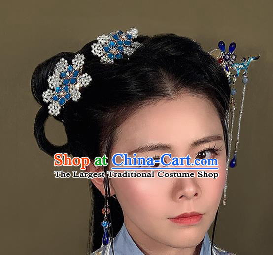 Chinese Ancient Palace Lady Hairpin Traditional Ming Dynasty Cloisonne Plum Hair Stick